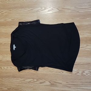 Women's cowl neck top, sequin cap sleeves